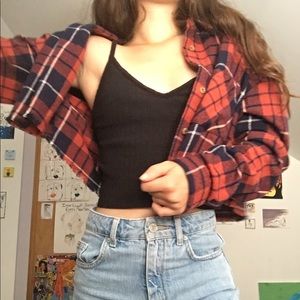 Forever 21 red plaid cropped flannel